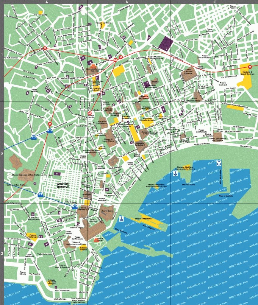 turističke atrakcije u Napulj karti