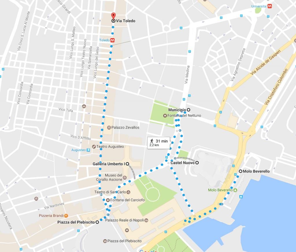 pješačenje Napulj karti
