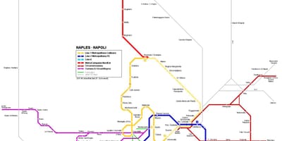 Karta Napulja, Italija metro